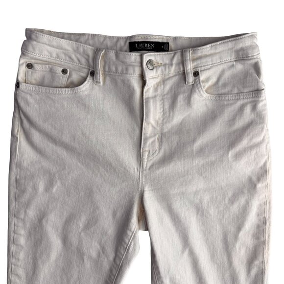 Lauren Ralph Lauren Jeans Women 6 Cream Denim Mid Rise Skinny Fit Preppy Classic - Picture 5 of 7